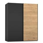 Schwebetürenschrank SKØP II Schwarz / Asteiche - 181 x 235 cm - Ohne Spiegeltür/-en