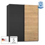 Schwebetürenschrank SKØP II Schwarz / Asteiche - 181 x 235 cm - Ohne Spiegeltür/-en