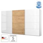 Schwebetürenschrank SKØP II Hochglanz Weiß / Asteiche - 405 x 235 cm - Ohne Spiegeltür/-en