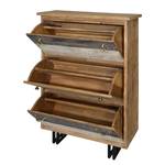 Schoenenkast New Rustic Massief mangohout/metaal - mangohout/grijs