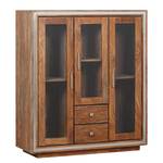 Highboard Sheva I Sheesham massiv / Edelstahl - Sheesham / Silber