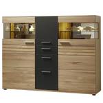 Highboard Jorvi incl. verlichting - deels massief wild eikenhout - Bianco wild eikenhout/grafietkleurig