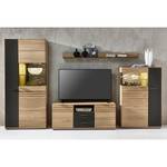 Tv-meubel Jorvi II deels massief wild eikenhout - Bianco wild eikenhout/grafietkleurig