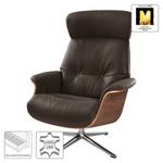 Fauteuil relax Anderson I Cuir véritable Neka : Marron foncé - Chrome brillant - Noyer