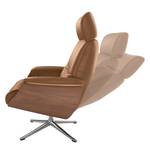 Fauteuil relax Anderson I Cuir véritable Neka : Caramel - Chrome brillant - Noyer