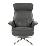 Fauteuil relax Anderson I Cuir véritable Neka : Gris - Chrome brillant - Chêne