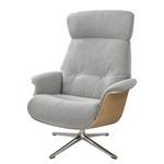 Relaxfauteuil Anderson IV Geweven stof Saia: Lichtgrijs - Chroomkleurig glanzend - Eik