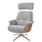 Relaxfauteuil Anderson IV Geweven stof Saia: Lichtgrijs - Chroomkleurig glanzend - Eik