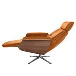 Relaxfauteuil Anderson II Echt leer Neka: Cognackleurig - Chroomkleurig glanzend - Notenboom