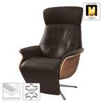 Relaxfauteuil Anderson II Echt leer Neka: Donkerbruin - Chroomkleurig glanzend - Notenboom