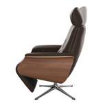 Relaxfauteuil Anderson II Echt leer Neka: Donkerbruin - Chroomkleurig glanzend - Notenboom