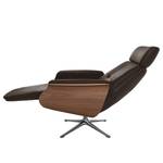 Relaxfauteuil Anderson II Echt leer Neka: Donkerbruin - Chroomkleurig glanzend - Notenboom