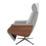 Relaxfauteuil Anderson V Geweven stof Saia: Lichtgrijs - Chroomkleurig glanzend - Notenboom