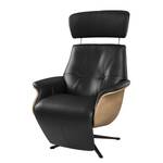 Relaxfauteuil Anderson II Leer Neto: Zwart - Zwart - Eik