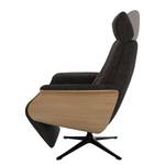 Relaxfauteuil Anderson V Geweven stof Saia: Zwart-Bruin - Zwart - Eik