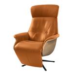 Relaxfauteuil Anderson II Echt leer Neka: Cognackleurig - Zwart - Eik