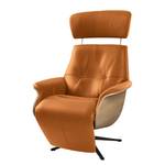 Relaxfauteuil Anderson II Echt leer Neka: Cognackleurig - Zwart - Eik