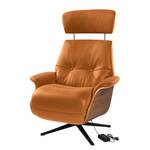 Relaxfauteuil Anderson VI Echt leer Neka: Cognackleurig - Zwart - Notenboom