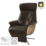 Relaxfauteuil Anderson II Echt leer Neka: Donkerbruin - Chroomkleurig glanzend - Eik