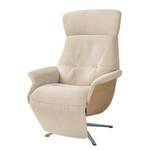 Relaxsessel Anderson V Webstoff Saia: Beige - Chrom glänzend - Eiche