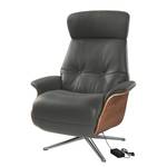 Fauteuil relax Anderson VI Cuir véritable Neka : Gris - Chrome brillant - Noyer