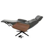 Relaxfauteuil Anderson VI Echt leer Neka: Grijs - Zwart - Notenboom