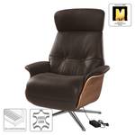 Fauteuil relax Anderson VI Cuir véritable Neka : Marron foncé - Chrome brillant - Noyer