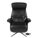 Relaxfauteuil Anderson VI Leer Neto: Zwart - Chroomkleurig glanzend - Notenboom