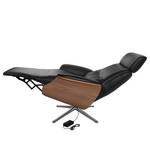 Relaxfauteuil Anderson VI Leer Neto: Zwart - Chroomkleurig glanzend - Notenboom