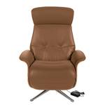 Fauteuil relax Anderson VI Cuir véritable Neka : Caramel - Chrome brillant - Noyer