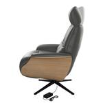 Relaxfauteuil Anderson VI Echt leer Neka: Grijs - Zwart - Eik