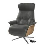 Fauteuil relax Anderson VI Cuir véritable Neka : Gris - Chrome brillant - Chêne