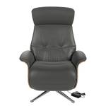 Relaxfauteuil Anderson VI Echt leer Neka: Grijs - Chroomkleurig glanzend - Eik