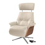 Relaxfauteuil Anderson VI Echt leer Neka: Lichtgrijs - Chroomkleurig glanzend - Notenboom