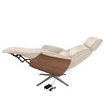 Relaxfauteuil Anderson VI Echt leer Neka: Lichtgrijs - Chroomkleurig glanzend - Notenboom