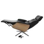 Relaxfauteuil Anderson VI Echt leer Neka: Zwart - Chroomkleurig glanzend - Eik