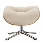 Polsterhocker ANDERSON Webstoff Saia: Beige - Chrom glänzend - Eiche