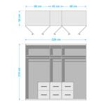 Drehtürenschrank Mainz Alpinweiß / Eiche Wotan Dekor - Breite: 226 cm - Ohne Spiegeltür/-en