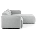 Ecksofa HUDSON 1,5-Sitzer mit Longchair Webstoff Saia: Hellgrau - Longchair davorstehend rechts