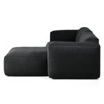 Ecksofa HUDSON 1,5-Sitzer mit Longchair Strukturstoff - Webstoff Saia: Anthrazit - Longchair davorstehend rechts