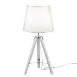 Lampe Tripod Coton / Acacia massif - 1 ampoule - Blanc
