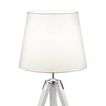 Lampe Tripod Coton / Acacia massif - 1 ampoule - Blanc