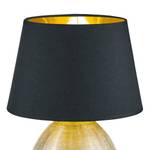 Tafellamp Luxor II Katoen/keramiek - 1 lichtbron - Zwart/messing