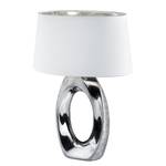 Lampe Taba Coton / Céramique - 1 ampoule - Blanc / Argenté - Hauteur : 52 cm