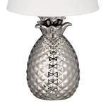 Tafellamp Pineapple I Katoen/keramiek - 1 lichtbron - Wit/zilverkleurig