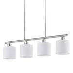 Hanglamp Tommy Katoen/ijzer - 4 lichtbronnen - Wit/zilverkleurig