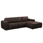 Ecksofa Bucklin Antiklederlook - Dunkelbraun - Longchair davorstehend rechts