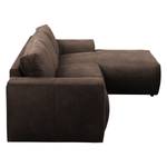 Ecksofa Bucklin Antiklederlook - Dunkelbraun - Longchair davorstehend rechts