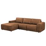 Ecksofa Bucklin Antiklederlook - Cognac - Longchair davorstehend links