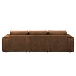 Ecksofa Bucklin Antiklederlook - Cognac - Longchair davorstehend links